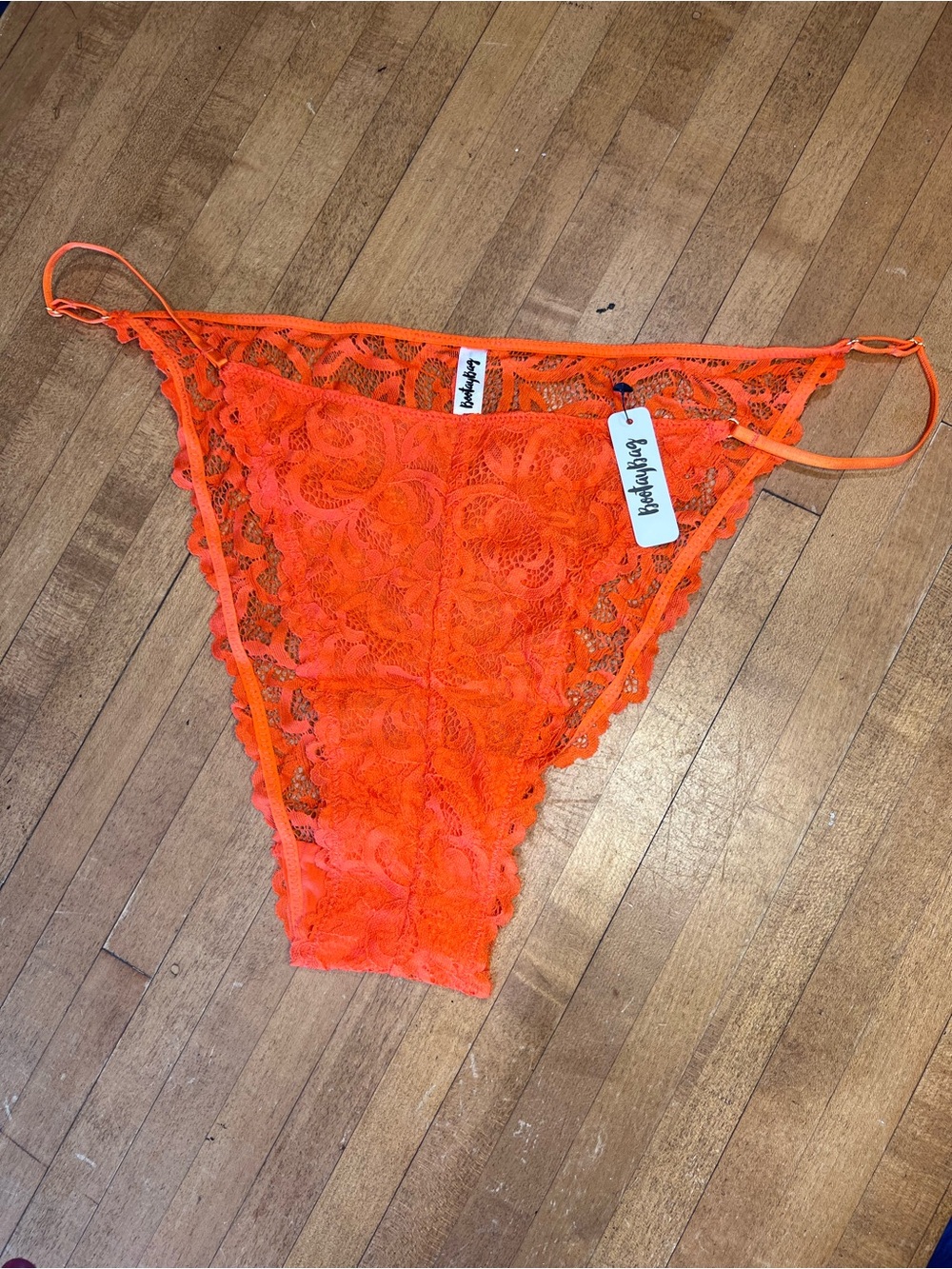 NWT Bootaybag Bright Orange Lace Bikini Cut Panties